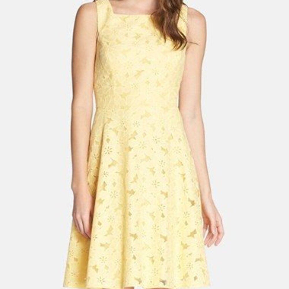 Maggy London Embroidered Cotton Blend Fit & Flare Dress